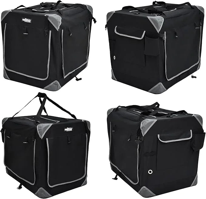 EliteField 4-Door Folding Soft Dog Crate with Curtains, Carrying Bag and Fleece Bed (2 Year Warranty), Indoor & Outdoor Pe...