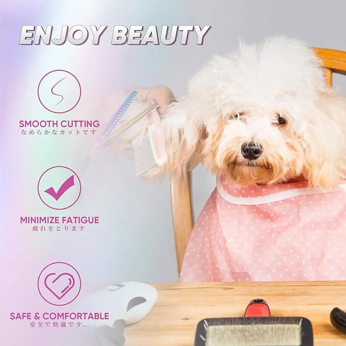 7" Chunker Shears Dog Grooming Rainbow, Thinner Blender Shears for Medium and Big Pets, Japanese Stainless Steel 440C Fur ...