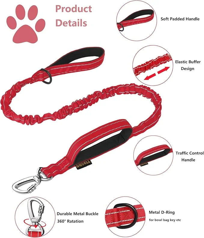AUBELL Tactical Dog Collar and Leash Set, Adjustable Military Nylon Reflective Dog Leash and Collar with Handle and Heavy ...
