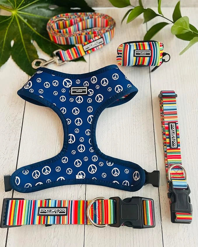 Lucky Love Dog Collar, Beautiful & Vivid Patterns, Rainbow Dog Collar for X-Large Dogs, Easy On & Off Clasp Accessory (Hip...