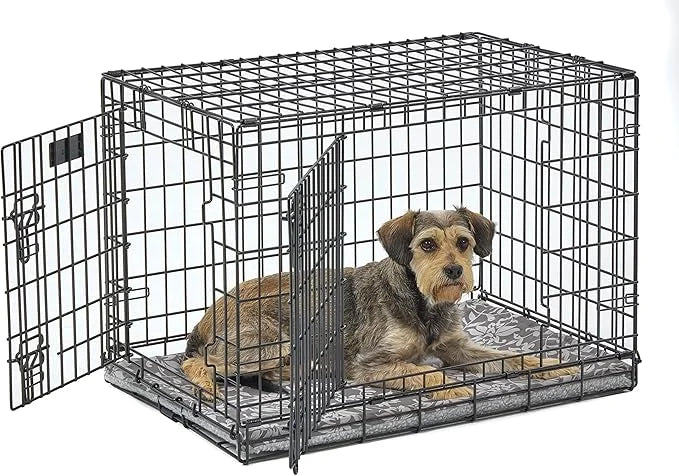 MidWest Homes for Pets Quiet Time Reversible Crate Pan Cover 30' Gray Floral/Fleece - Product Image