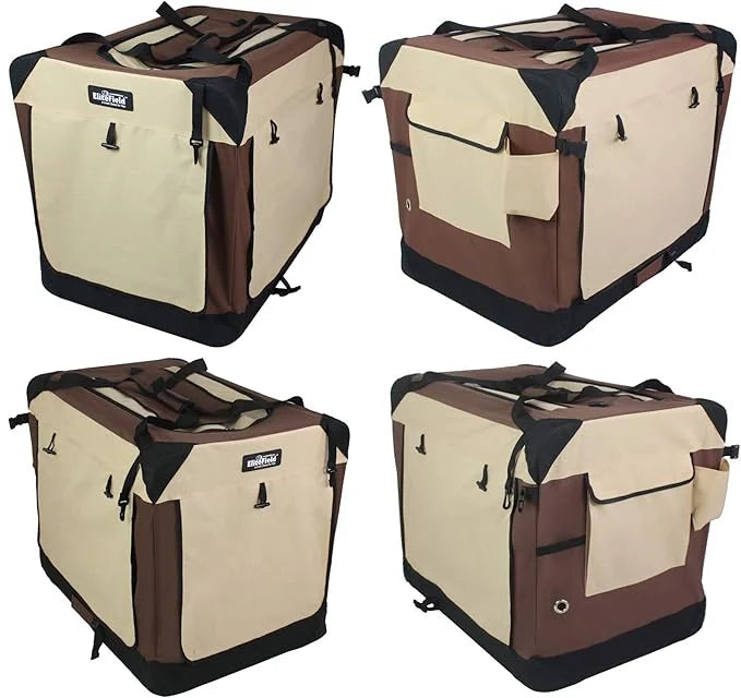 EliteField 4-Door Folding Soft Dog Crate with Curtains, Carrying Bag and Fleece Bed (2 Year Warranty), Indoor & Outdoor Pe...