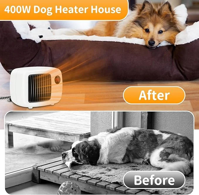 Rypet Dog House Heater with Thermostat, 200W/400W Safe Heater for Dog House Outdoor with 6 Ft Anti Chew Cord, Wall Mounted...