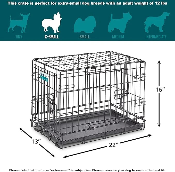 MidWest Homes for Pets Newly Enhanced Single & Double Door iCrate Dog Crate, Includes Leak-Proof Pan, Floor Protecting Fee...