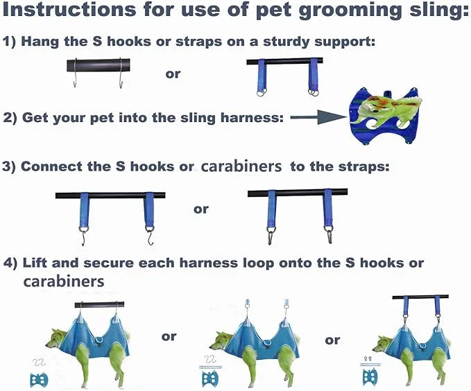 Dog Grooming Hammock with Flea Comb and Dog Nail Clipper, Pet Dog Grooming Hammock Harness with Cat Nail Clipper, Nail Fil...
