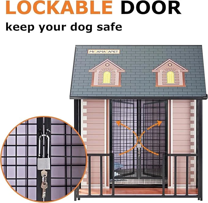 Heavy Duty Dog Crate for Small/Medium Dogs Indoor & Outdoor 33.4” Chew Proof Metal Dog Cage with Lockable Door & Removable...