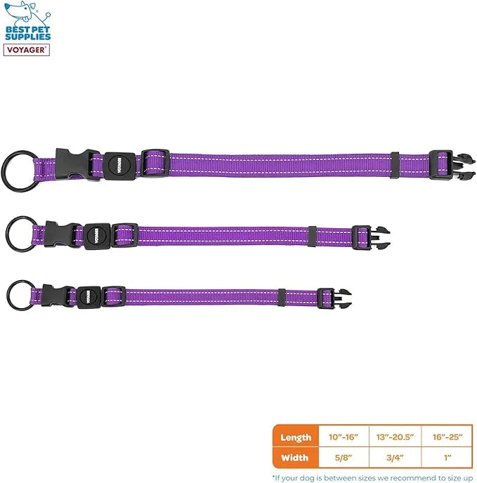 Best Pet Supplies Reflective Dog Collar with Adjustable Length, Heavy-Duty Buckle, and Strong Leash D-Ring, Training, Walk...