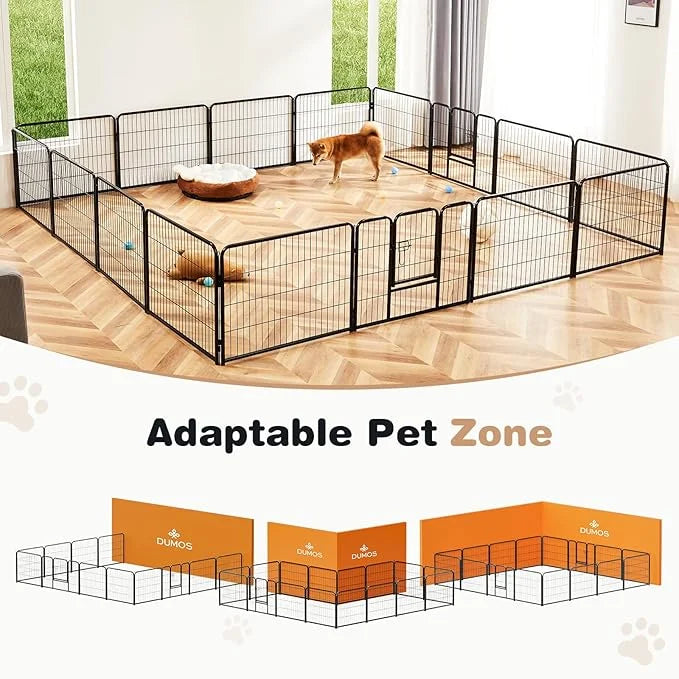 Heavy-Duty Iron Dog Playpen – 16 Panel 32” Durable, Rust-Resistant Pet Fence for Indoor & Outdoor Use, Secure & Spacious P...