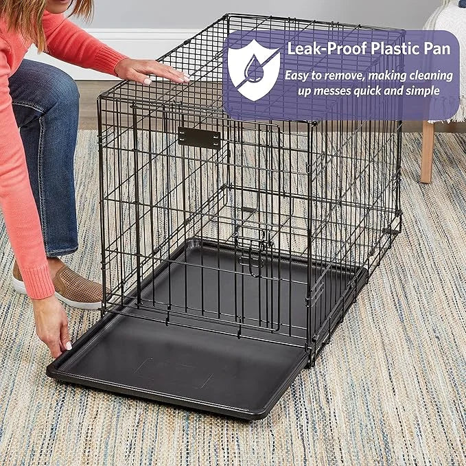 MidWest Homes for Pets Newly Enhanced Single & Double Door iCrate Dog Crate, Includes Leak-Proof Pan, Floor Protecting Fee...