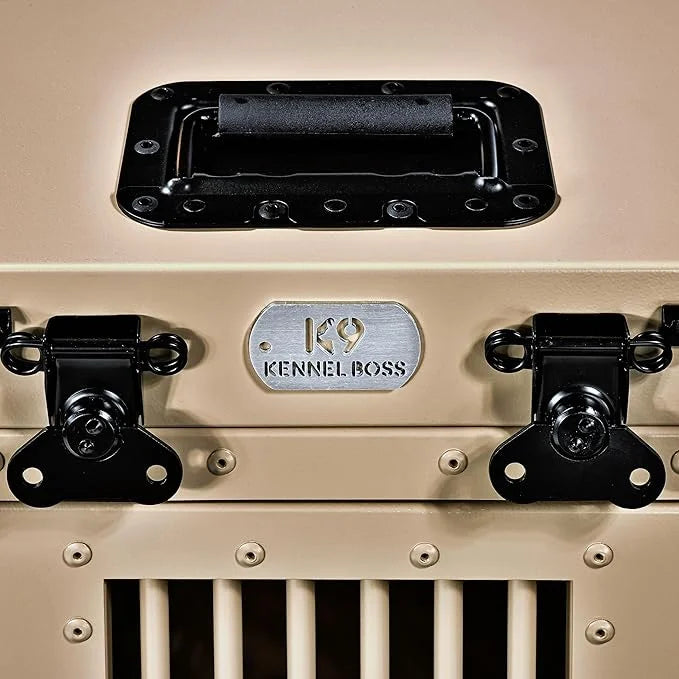 Heavy Duty Fully Collapsible Powder-Coated Aluminum Dog Crate - Small (Tan) - Product Image