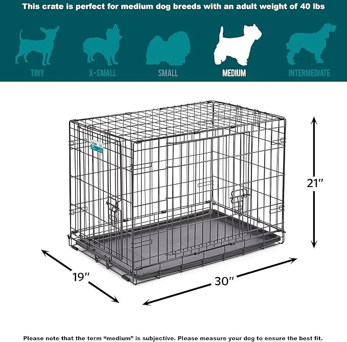 MidWest Homes for Pets Newly Enhanced Single & Double Door iCrate Dog Crate, Includes Leak-Proof Pan, Floor Protecting Fee...