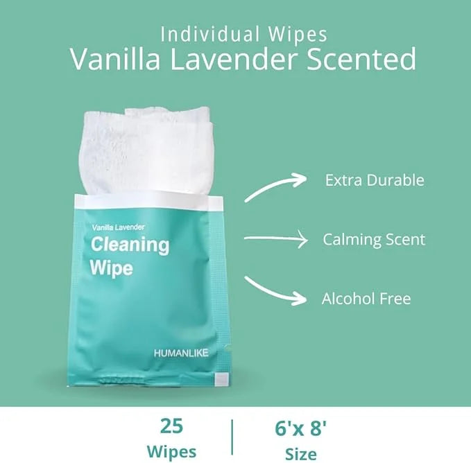 Vanilla Lavender Scent 180 Dog Poop Bags Rolls (12 rolls) & 25 Individual Pet Wipes - 2 in 1 Calming Cleaning Kit for Pet ...