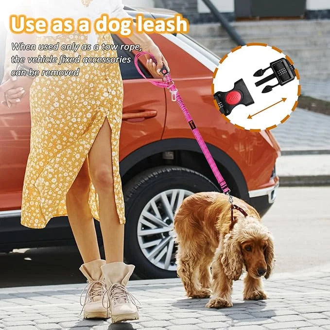 Removable Dog Seat Belts Harness for Car, 3 in 1 Pet Dog Car Seatbelt Leash, laqibak Restraint Secures to Headrest and Ref...