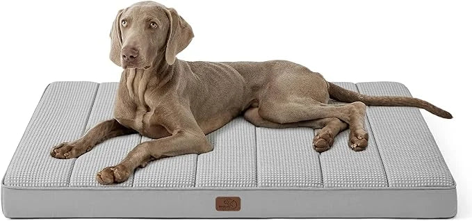 Bedsure Cooling Gel Foam Dog Bed for Large Dogs, Waterproof Orthopedic Egg Foam Dog Bed for Outdoor, Summer Comfort Pet Ma...