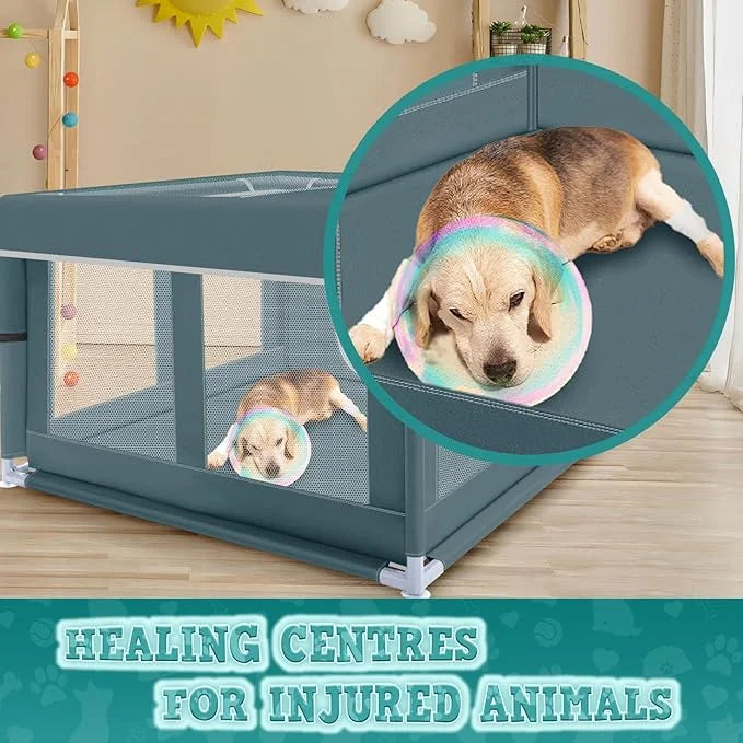 42x42x26 Inch Puppy Playpen with Cover, Dog Playpen for Puppies or Small Dogs, Pet Playpen for Indoor & Outdoor, Sturdy Do...