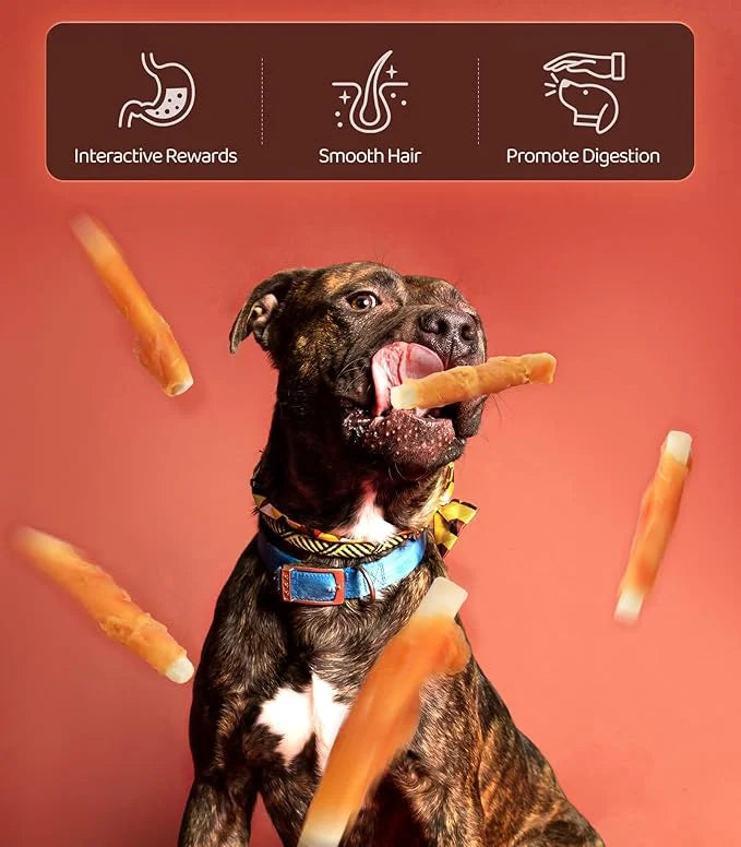 16OZ High Protein Chicken Biscuits Dog Treats, Chicken Wrapped Dog Biscuits Rawhide Free Soft Chewy Treats Training for Do...