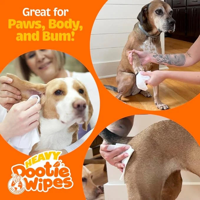 HEAVY Dootie Wipes - Convenient Durable Dog Wipes for Paws, Butt with Very Mild Pleasant Citrus Scent, 100 Count - Puppy E...