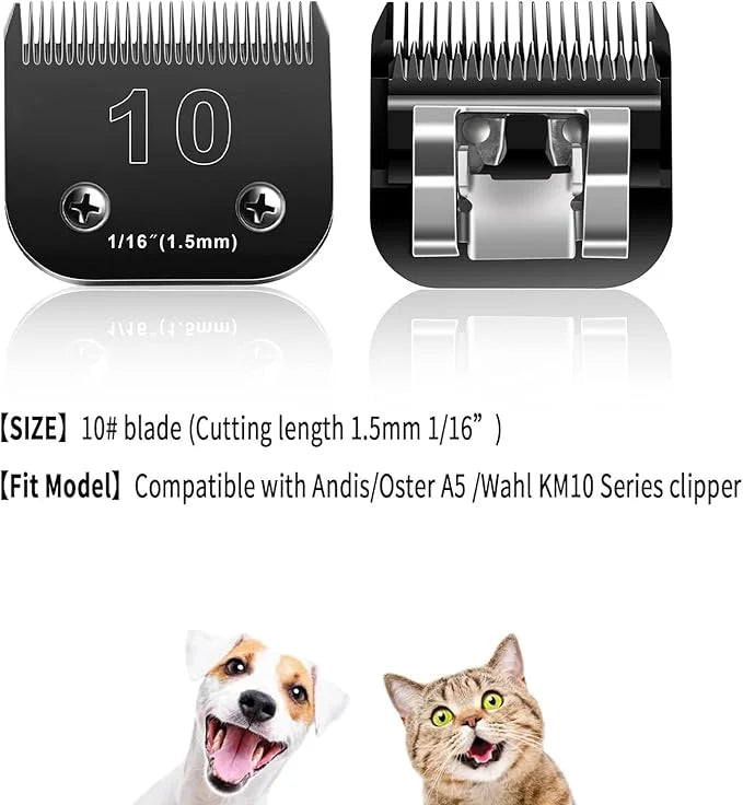 10 Blades Dog Grooming Blades Compatible with Andis/Oster A5/Wahl KM-10 Series Dog Clippers,Detachable Clipper Replacement...