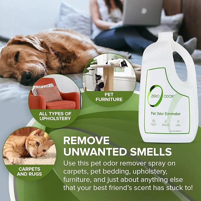 Zero Odor - Pet Odor Eliminator for strong odor, Eliminate Air & Surface Odors – Patented Molecular Technology Best For Ca...