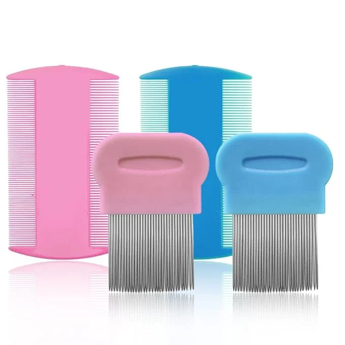 SKYPIA Combs Set, 4 Packs Pet Lice Combs for Cats Dogs Plastic and Stainless Steel Flea Combs, Dandruff Remover, Dog Groom...