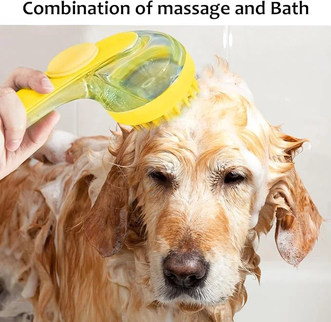 (6 Pcs) ELEGX Pet Grooming Bath Massage Brush with Soap and Shampoo Dispenser Soft Silicone Bristle for Long Short Haired ...