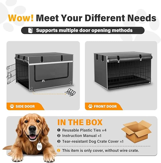 Dog Crate Cover 36 Inch Insulated & Breathable Chew-Proof ??Heavy-Duty Dog Cage Cover for Sun/Rain Protection, Universal F...