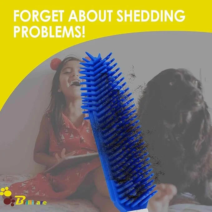 2 Pack Dog Grooming Bath Brush, Premium Soft Silicone Pet Brushes with Handle, Shampoo Soothing Comb for Wet Dry Long Shor...