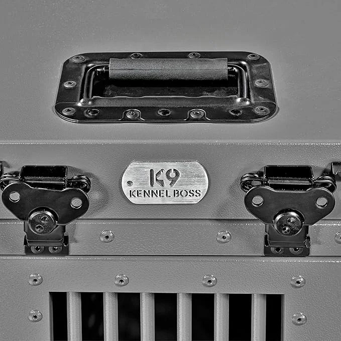 Heavy Duty Fully Collapsible Powder-Coated Aluminum Dog Crate - Small (Gray) - Product Image