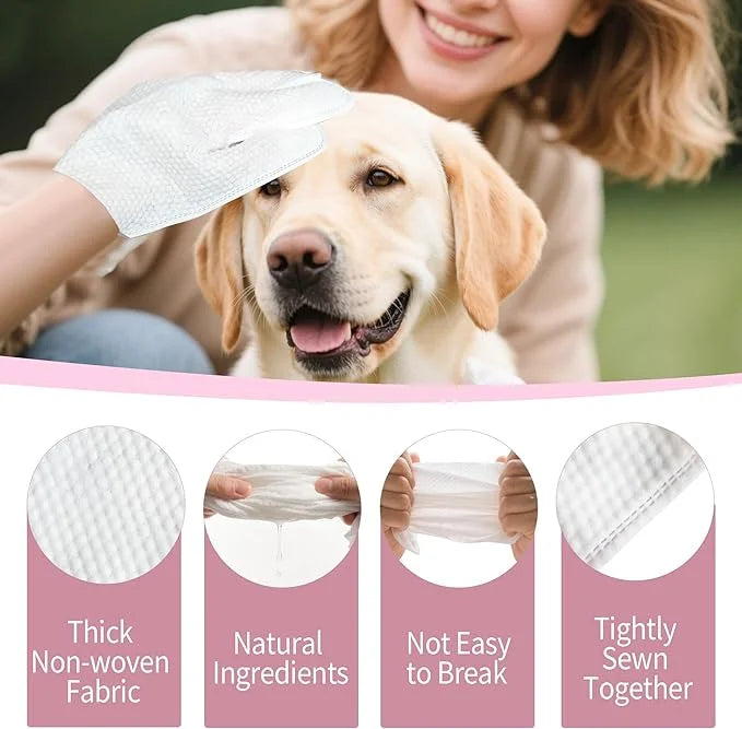 6 Pcs Pet Glove Wipes for Dogs and Cat, Cat Wipes Cleaning Fur and Butt, Pet Wipes for Cat and Dogs for Cleaning, Deodoriz...