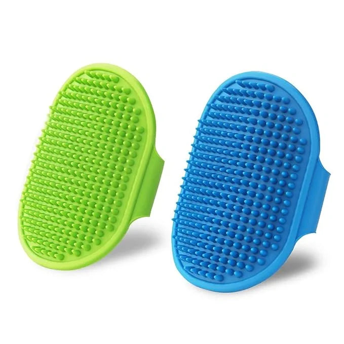 2 Pack Dog Grooming Brush - Dog Cat Bath Soothing Massage Rubber Brush - Pet Bath Brush with Adjustable Ring Handle Suitab...