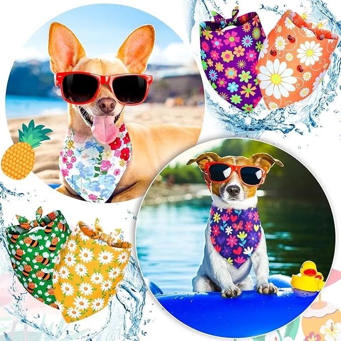 Sadnyy 40 Pcs Summer Spring Dog Bandanas Bulk for Dogs Flower Hawaiian Triangle Reversible Dog Bibs Adjustable Pet Kerchie...