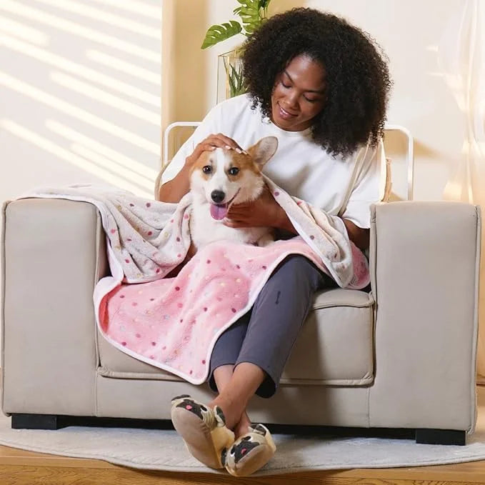1 Pack 6 Blankets Dog Cat Soft Fluffy Fleece Pet Blanket Warm Cute Print Design Puppy Kitten Blanket Doggy Dot Small(23"x1...