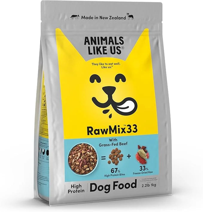 RawMix33 Premium Freeze-Dried Raw Grass-Fed Beef Recipe Dog Food, Protein Rich, Includes Kibble, Non-GMO, No Wheat or Corn...