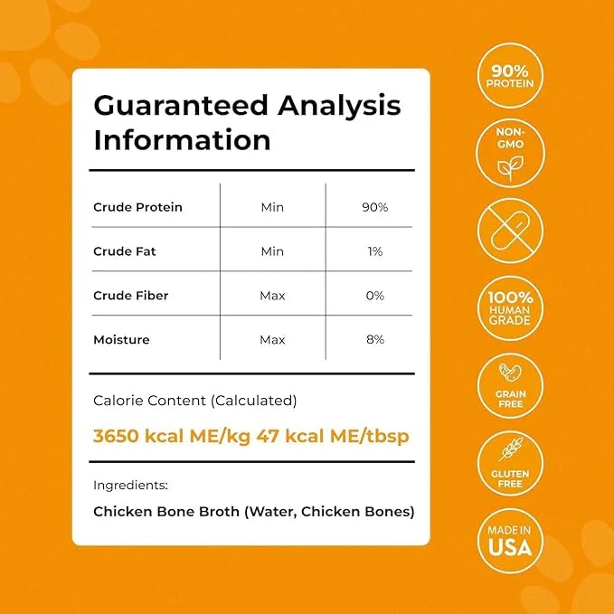 Chicken Bone Broth for Dogs - Dog Safe Bone Broth - Delicious Bone Broth Powder for Dogs - Bone Broth for Cats - Bone Brot...