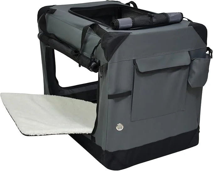 EliteField 4-Door Folding Soft Dog Crate with Curtains, Carrying Bag and Fleece Bed (2 Year Warranty), Indoor & Outdoor Pe...