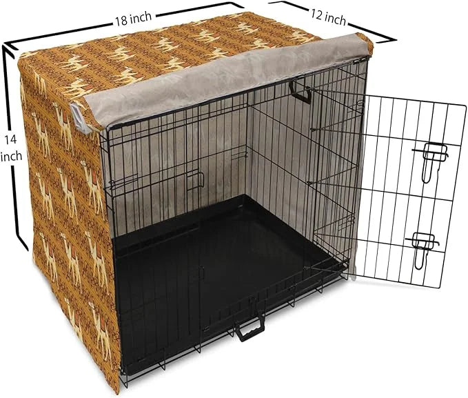 Lunarable Camel Dog Crate Cover, Traditional Pattern with Strokes Desert Animal Repetition in Folk Accessories, Easy to Us...