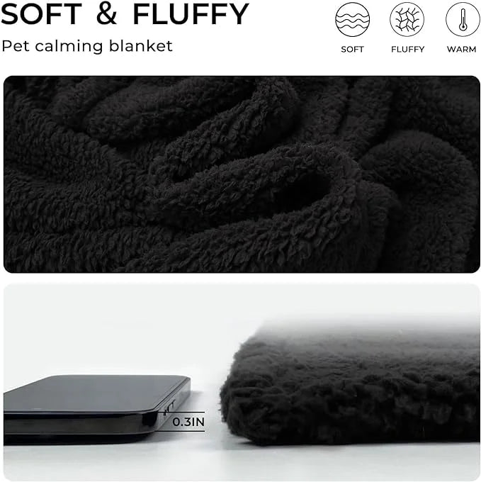 1 Pack 3 Calming Blankets Fluffy Premium Fleece Pet Blanket Soft Sherpa Throw for Dog Puppy Cat Black Medium (30“x20'') - ...