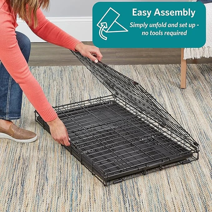 MidWest Homes for Pets Newly Enhanced Single & Double Door iCrate Dog Crate, Includes Leak-Proof Pan, Floor Protecting Fee...