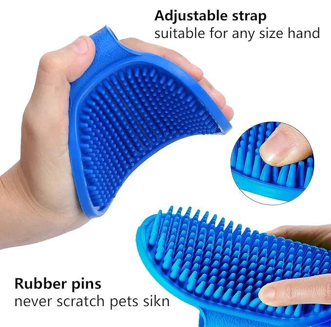2 Pack Dog Grooming Brush - Dog Cat Bath Soothing Massage Rubber Brush - Pet Bath Brush with Adjustable Ring Handle Suitab...