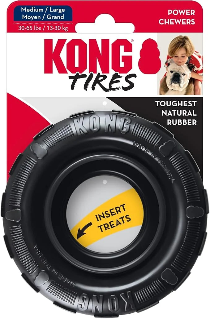 KONG Extreme Tires - KONG's Most Durable Natural Rubber Chew & Fetch Toy - Treat Dispenser Dog Tire Toy - Pet Supplies for...
