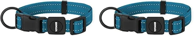 Best Pet Supplies Reflective Dog Collar with Adjustable Length, Heavy-Duty Buckle, and Strong Leash D-Ring, Training, Walk...