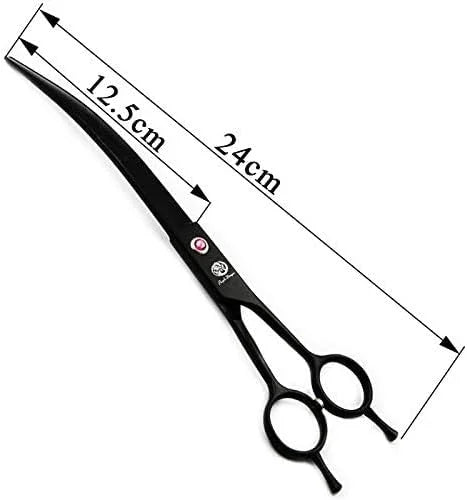 Purple Dragon 9.0 inch Twin Tails Downward Curved Blade Pet Grooming Scissors Dog Hair Cutting Shears with Bag for Profess...