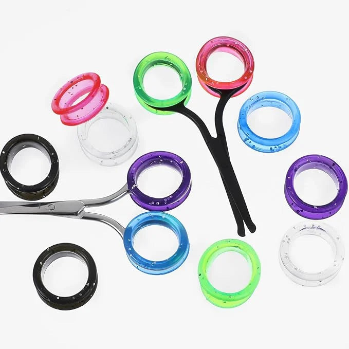 12Pcs Soft Silicone Scissors Finger Ring, Thumb Insert Protection Accessory for Animal Hair Shears, Professional Barbers -...