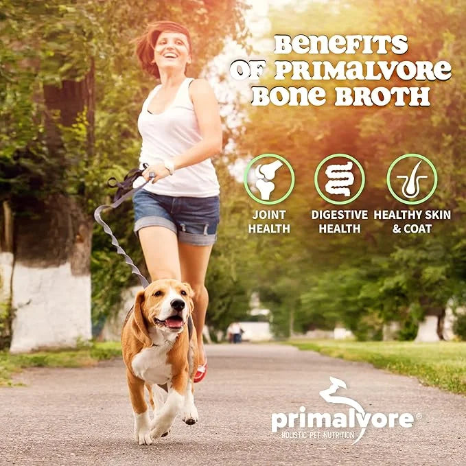 Primalvore All-Natural Duck Bone Broth for Dogs &Cats, Mobility Formula w/Collagen Peptides Supports Hip & Joints, Digesti...