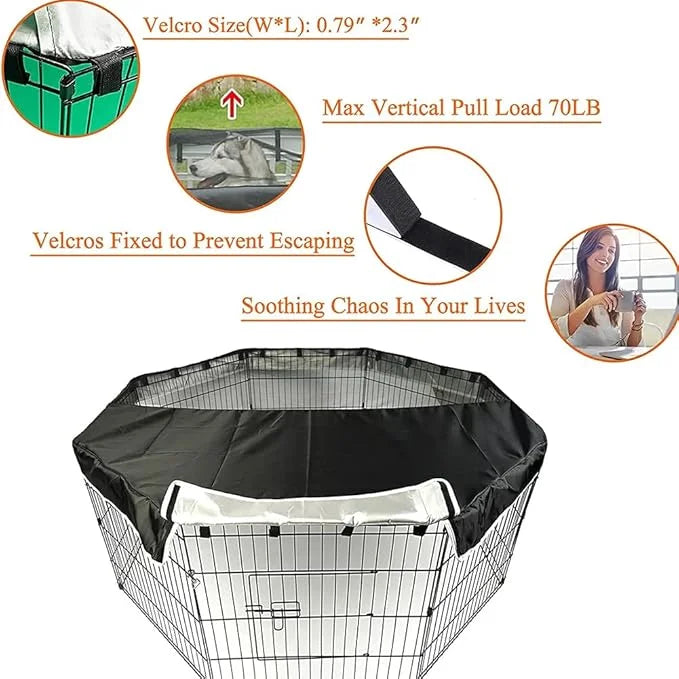 PJYuCien Dog Playpen Bottom Pad + Top Cover,Fits 24 Inch 8 Panels Regular Octagon Metal Exercise Pet Pen,Black (Note:Playp...