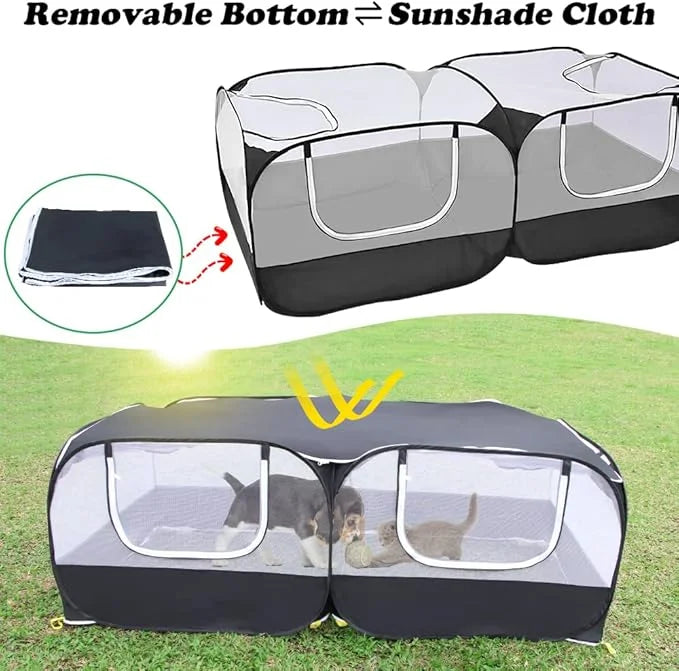 Small Animal Pet Playpen with Feeder Bowl and Storage Bag,Portable & Breathable Chicken Coop for Puppy Kitten Rabbits Indo...