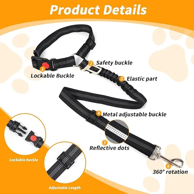 4-in-1 Removable Dog Seat Belt for Car: Adjustable Pet Car Harness, Retractable Dog Car Harness Seatbelt with Poop Bag and...