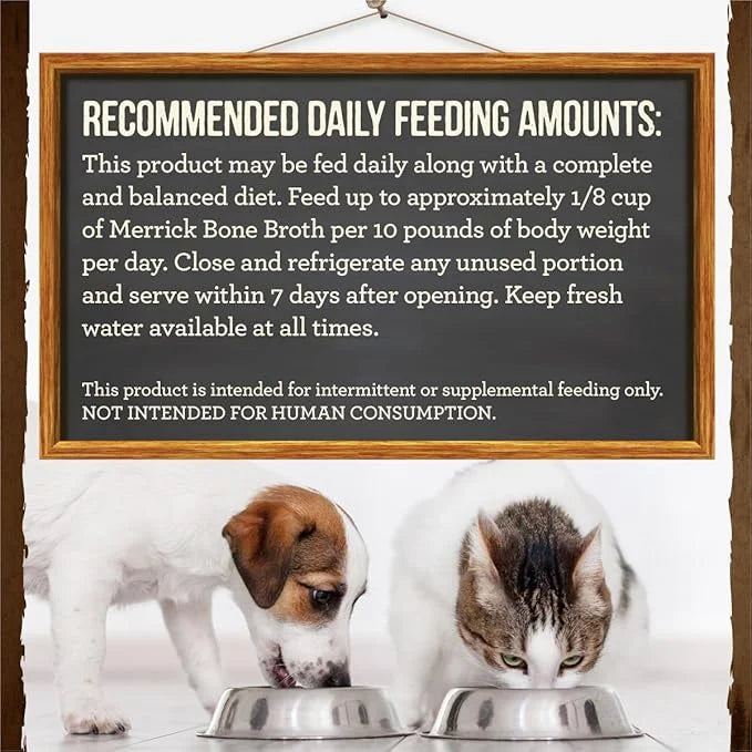 Merrick Grain Free Bone Broth, Premium Human Grade And Gluten Free Dog And Cat Food Topper Pouches, Chicken - 7 oz. Pouch ...