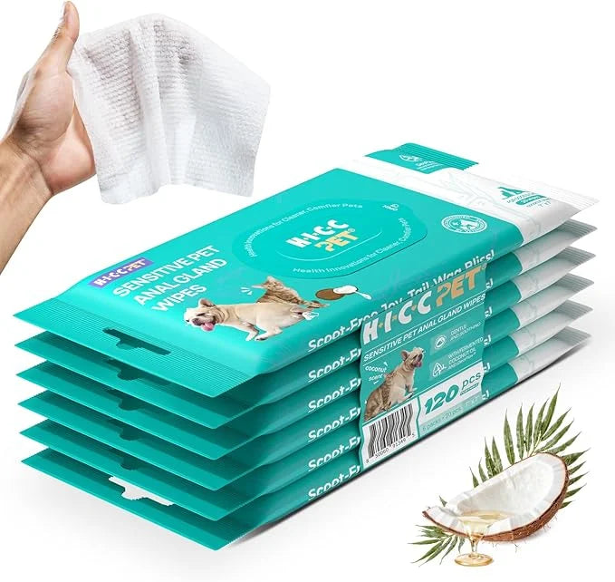 HICC PET Wipes for Dogs & Cats, Cleansing Deodorizing & Soothing Allergy Infections Anal Gland Pets Wipes with Coconut Oil...