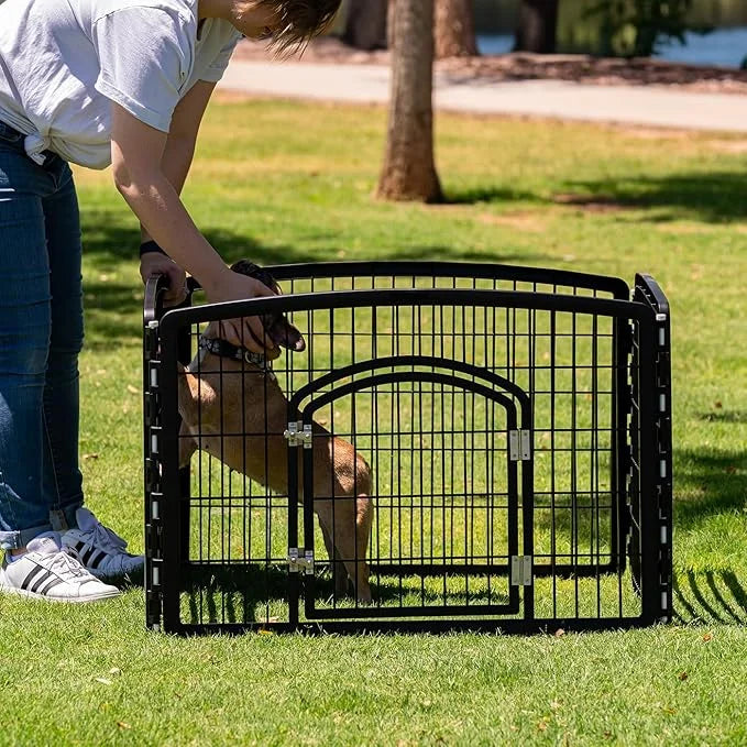 IRIS USA 34" 2-Panel Add-On Panels, Pet Dog Puppy Playpen, Foldable, Customizable, Black - Product Image